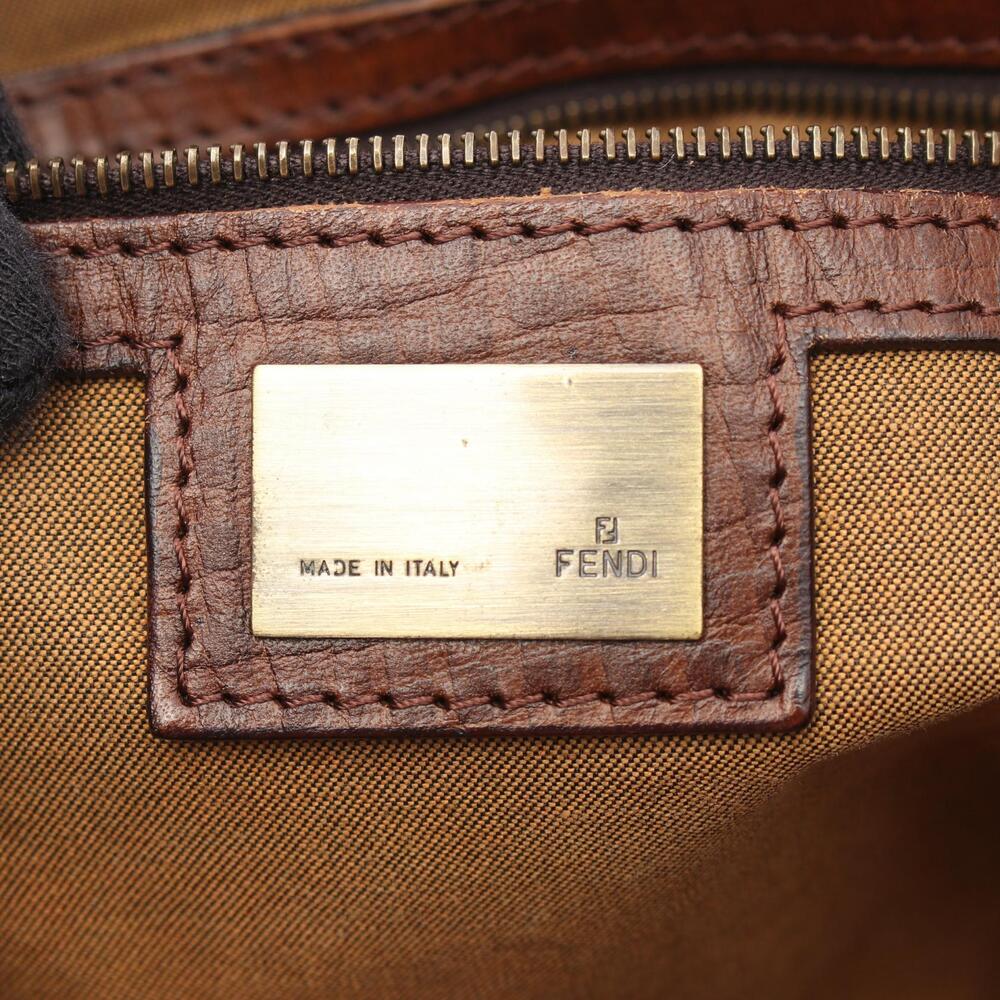 Fendi Etnico Zucca Handbag Canvas Leather Brown Black - Picture 4 of 5